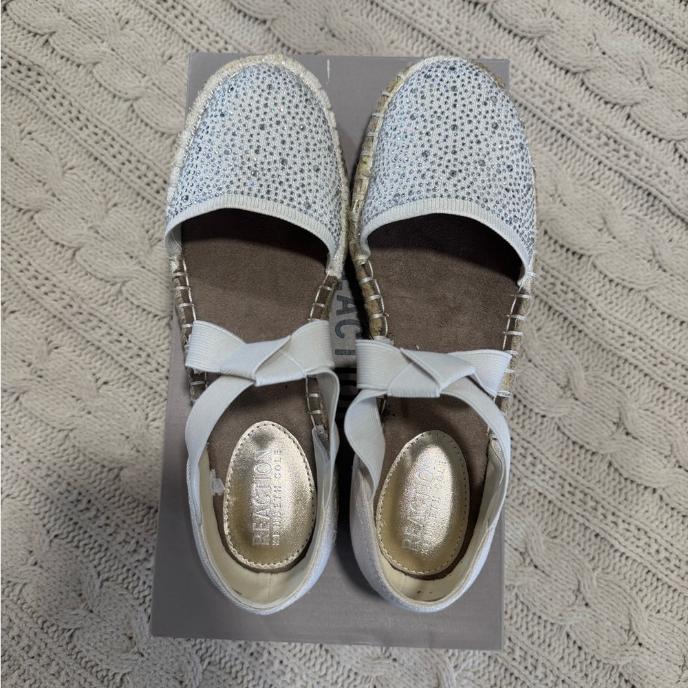 Kenneth Cole White Rhinestone Espadrilles